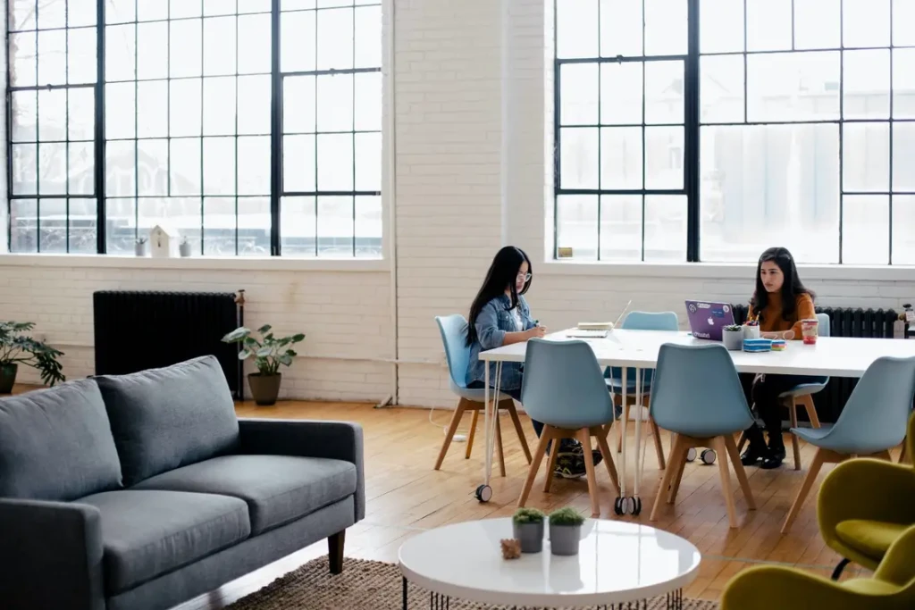 Two businesswomen having a meeting in an office